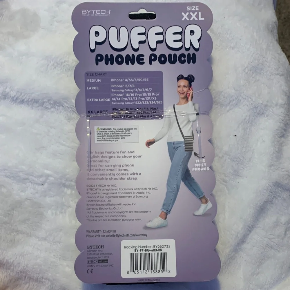 Black Puffer Phone Pouch